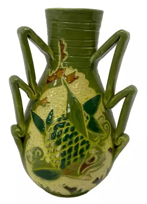Buy CH Brannam Pottery 1894 Green Arts & Crafts Fish Vase With Handles - C63 O669 • 59£