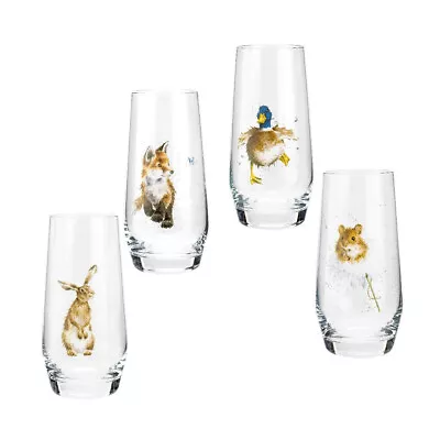 Buy Wrendale Designs Set Of 4 Hiball Glasses Animal Printed Glassware Set Gift • 31.45£