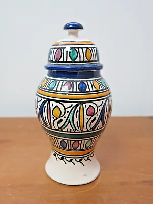 Buy Vintage Signed Moroccan Pottery Art Hand Painted Vase Folk Ceramic 6  High • 9.99£