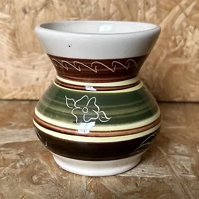 Buy Vintage Dragon Welsh Pottery Hand Painted Thistle Striped Vase 9.5cm Green • 4.99£