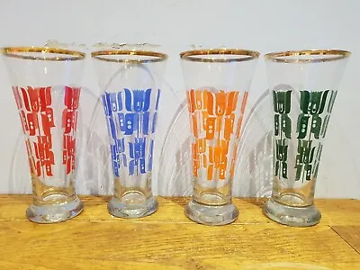 Buy Vintage 1950s Half-pint Soft Drink Aperitif Drinking Glasses Tumblers Curved X 4 • 15.98£