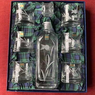 Buy Gleneagles St Andrews Collection Cut Crystal Whiskey Decanter 6 Glasses Set  New • 100£