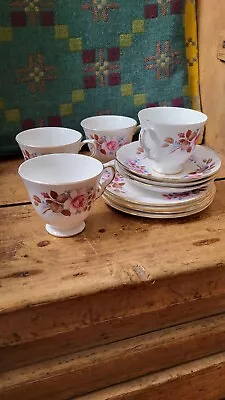 Buy Queen Anne Fine Bone China Cups Plates Saucers Rose Pattern • 18£