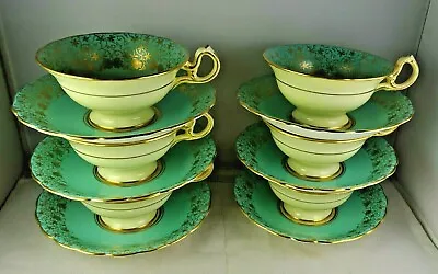Buy 6 New Chelsea Staffs Fine Bone China Turquoise Gold Fruits Tea Cup Sets • 20.26£