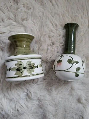 Buy Jersey Pottery 2 X Moss Green Vases Small • 9.99£