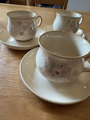 Buy Vintage Handcrafted Denby Fine Stoneware Tea/coffee Cups Saucers Maplewood X4/6 • 12£