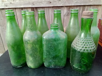 Buy Emerald Green Glass Ware Vintage Beer Bottle Lot Beautiful Green Color Bottles • 15.18£