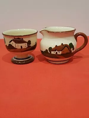 Buy Vintage Motto Ware Pottery Milk Jug And Bowl • 8£
