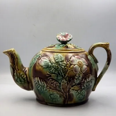 Buy ANTIQUE MAJOLICA 19th Century English Pottery TEAPOT • 75£