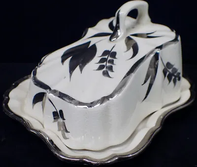 Buy Vintage Sandland Ware Lancaster Staffordshire Covered Cheese Dish W Silver Decor • 17.23£