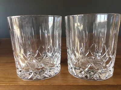 Buy Pair Heavy Vintage Crystal Small Whisky Spirit Tumblers Glasses 8 Cm 3 1/4  Tall • 20.79£