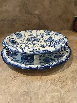 Buy Keeling & Co Losolware Blue & White Plate 9 Ins With 3 Legged Draining Plate Set • 20£