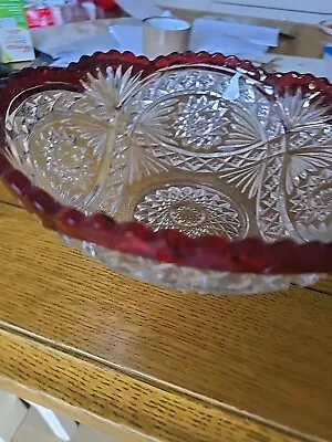 Buy Cut Glass Vintage Ornate Fruit Bowl • 5£
