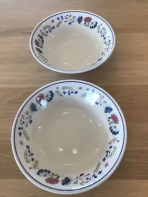 Buy Set Of 2 BHS Priory Tableware Crisp Ceramic Floral Bowls VGC • 8£