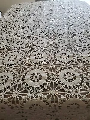 Buy Vintage Antique Hand Crochet/Table Cloth Hand Made 77 X 70 Beautiful! • 72.29£