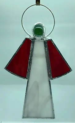 Buy F074 Stained Glass Suncatcher Hanging Angel Christmas 15cm White Streaky Red • 8.50£
