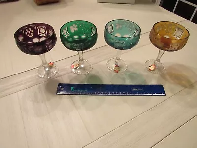 Buy Anne Hutte Bleikristall Bohemian Glass Cup Set - 4 Colorful Glasses • 95.36£