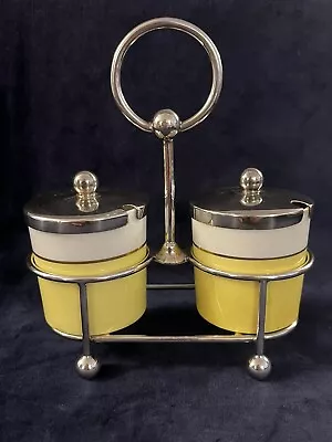 Buy Vintage Cauldron Ltd, Mappin & Webb Condiment Set Yellow White Silver Plate • 24.95£