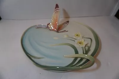 Buy Franz Porcelain Jen Woo Papillon Butterfly Daffodil Decorative Platter RARE Vtg • 96.50£