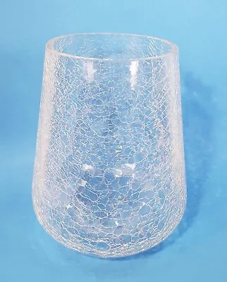 Buy Large Clear Crackle Glass Vase 9 1/4  Tall EUC Gorgeous  Elegant • 23.71£