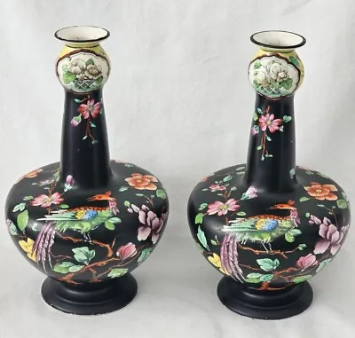 Buy A Pair Of Coronaware S. Hancock & Sons Bottle Shaped Vases, Old Woodstock • 65£