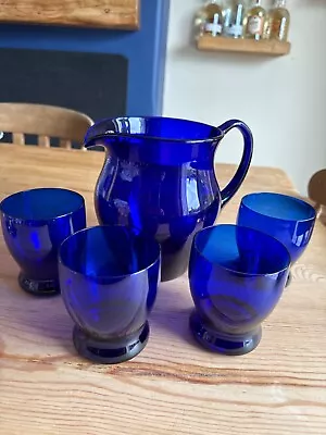 Buy Bristol Blue Jug And Four Glasses • 4.99£