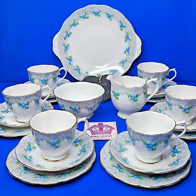 Buy Vintage Royal Albert Tea Set For 6 * Blue Flowers Hand Painted RARE Art Deco VGC • 100£