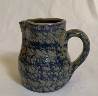 Buy BBP Beaumont Brothers Pottery Salt Glaze Spongeware Pitcher Vase 1994 Blue -C21 • 17.36£