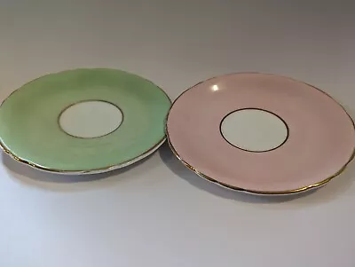 Buy Aynsley England Bone China Two Plates Pink And Green Good Condition Small Chip • 13.50£