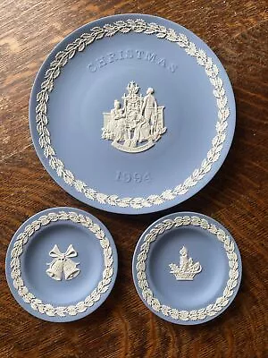Buy Wedgwood Blue Jasperware Christmas Plates X 3 1994 • 15£