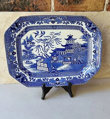 Buy Large Vintage Burleigh Ware Art Deco Blue & White Willow Pattern Serving Platter • 53.67£