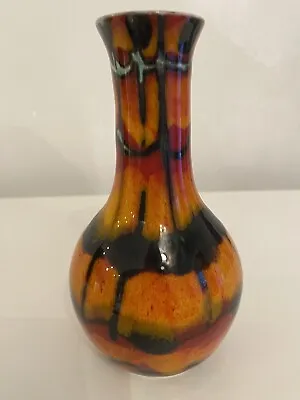 Buy Anita Harris Rare Studio Art  Stripe Bottle Vase Hand Painted Best Signed /GOLD • 35£