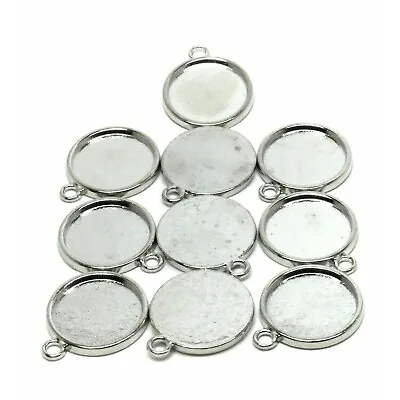 Buy 10 Cabochon Setting Pendant - Antique Silver Tone - Fits 20mm Cabochon - J132443 • 4.79£