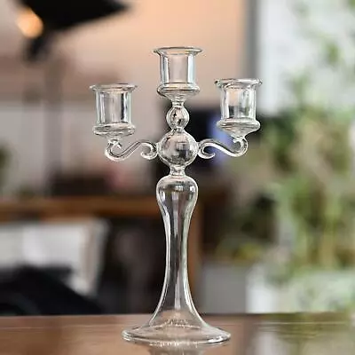 Buy Glass Candlestick Holder Decors Candelabrum Taper Candle Holder For Dining Room • 12.11£