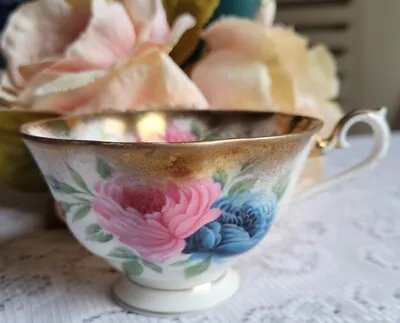 Buy Royal Albert Pink And Blue Roses Cup ONLY Heavy Gilt. Good Condition C.1950s  • 40£
