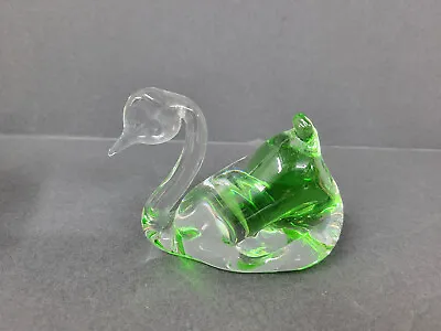 Buy Vintage Hand Blown Green Glass Swan Paperweight  Euc • 11.04£