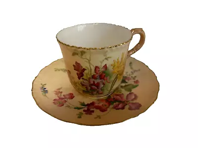 Buy Antique Royal Worcester Blush Ivory Cup & Saucer Duo • 60£