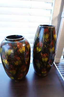 Buy Mid Century Glazed Ceramic Tall Vase Pair ~ Vintage Pottery Vase Decorative • 62.59£