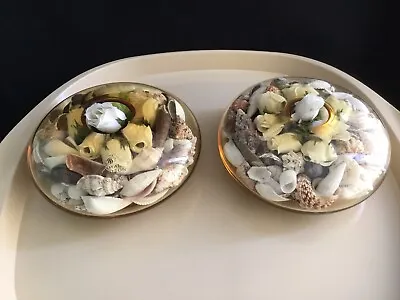 Buy Pair Of Royal Doulton Amber Pebble Vases -Symmetry Glass-full With Shells.Poland • 10£