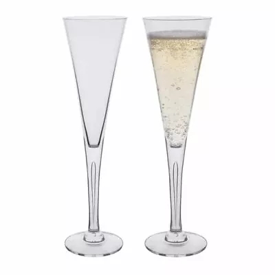 Buy Dartington Clear Lead Crystal Mouth-Blown Sharon Champagne Flute Glass Set Of 2 • 60£