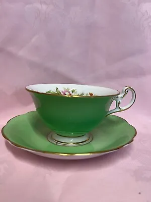 Buy 1850 Foley Bone China Made In England Green Floral Tea Cup And Saucer ✅ 1054 • 49£