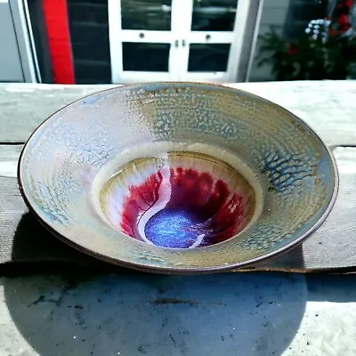 Buy Vintage Studio Pottery Drip Glaze Centerpiece Bowl 12 X6 Signed S. Pears 1992 • 76.31£