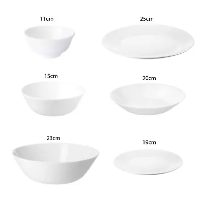 Buy 4x White Dinnerware Ceramics Plates, Side Plates, Cereal Bowl Dessert Oftast • 9.85£