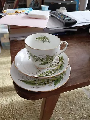 Buy Vintage Adderley Lily Of The Valley Tea Cup, Saucer & Side Plate Trio • 9.99£