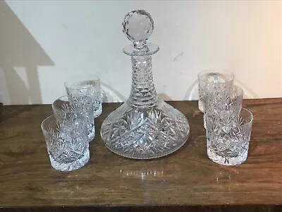 Buy Cut Glass Decanter & Six Whiskey Glass Set • 295£