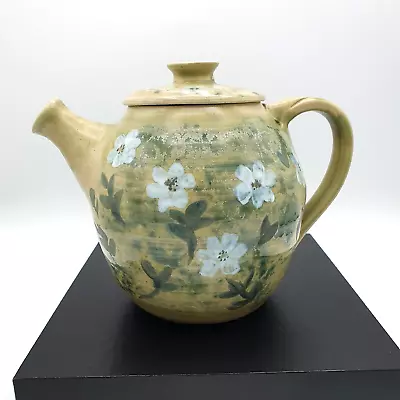 Buy Beautiful Green Teapot With Blue Flowers Stamped But Maker Unknown Ex Condition • 14.99£