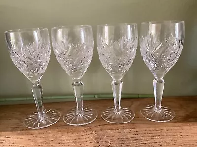 Buy Set Of Four  Vintage Cut Crystal Bohemian Wine Glasses. • 30£