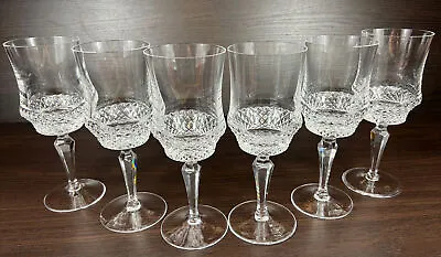 Buy 6 Lovely Galway Royal Irish Crystal Diamond Point Cut 8 1/4” Water Wine Goblets • 115.69£