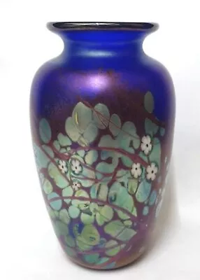 Buy Okra Iridescent Vase 16cm Tall. Signed 1986 BCBV22. Excellant Condition • 100£