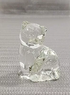 Buy Vintage Clear Glass Art Cat Figurine Paperweight 4 H • 14.17£